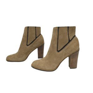 Lucky Brand Maldeev Booties Ankle Boots Pull On Brown Leather Nubuck Size 9 Boho